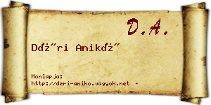 Déri Anikó névjegykártya
